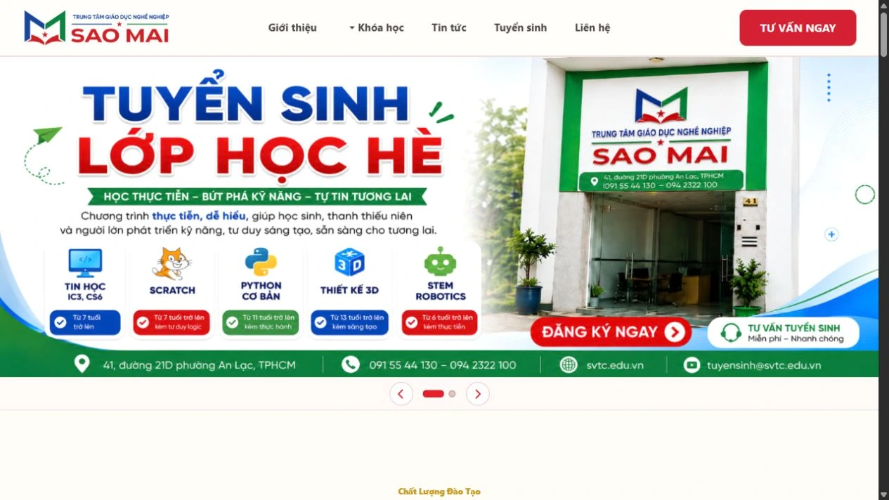 SVTC — Website đào tạo & tuyển sinh